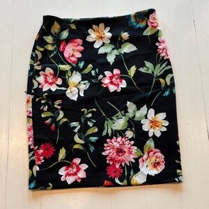 New York & Company Black Floral Pencil Skirt with Multicolor Blooms